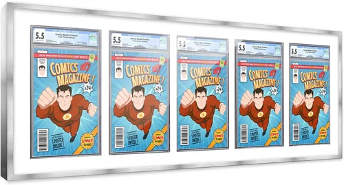 Miniatura 20 de Marco de cómic con paspartú para 8 CGC, CBCS o PGX Graded Comics - Marco de cómic blanco para cómics de 8.125 x 13 pulgadas Marco blanco