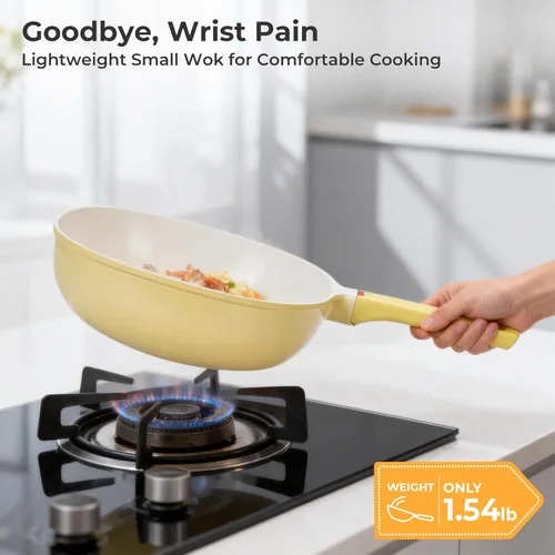 Miniatura 5 de Sartén antiadherente de cerámica de 9.8 pulgadas (3.2 QT) con tapa, sartenes de aluminio fundido para freír en profundidad, sartén de fondo plano