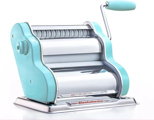 PASTALINDA Máquina para hacer pasta Classic 200, rodillos de 7.9 in de ancho, 9 posiciones de grosor, 2 posiciones de corte, acero inoxidable,