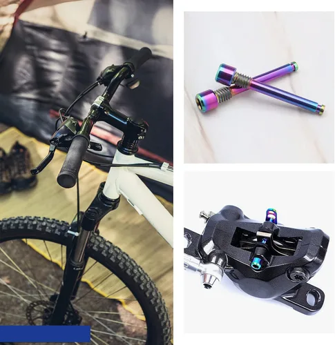 Miniatura 4 de Sing F LTD - 2 pernos de titanio M4 para pastillas de freno de disco de bicicleta, insertos de pasador roscado, pasador de pasador de disco