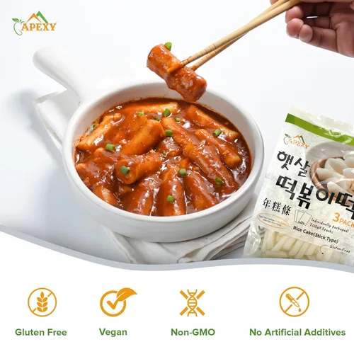 Miniatura 3 de APEXY Tortas de arroz coreanas para Tteokbokki, auténticos palitos de pastel de arroz coreano masticables, sin gluten, veganos, sin OMG, pasteles