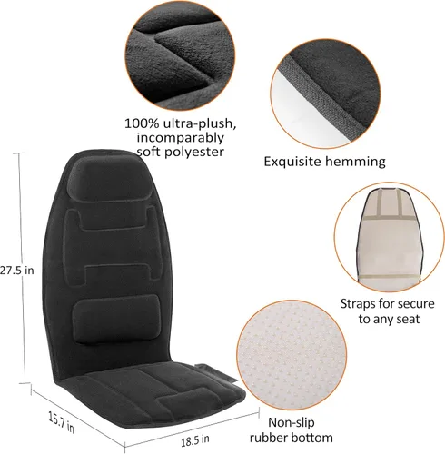 Miniatura 2 de Snailax Masajeador de espalda de vibración con calor, almohadilla para silla de masaje con espuma viscoelástica lumbar para el cuello, 10 motores