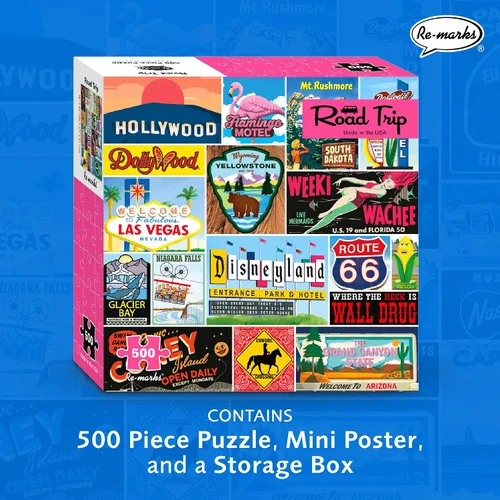 Miniatura 2 de Re-marks Road Trip Vintage Signs Rompecabezas de 500 piezas para todas las edades