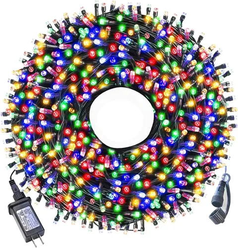Miniatura 10 de Luces de Navidad para exteriores, 300 luces LED de 108 pies con 8 modos, enchufe de extremo a extremo, certificado UL, guirnalda de luces