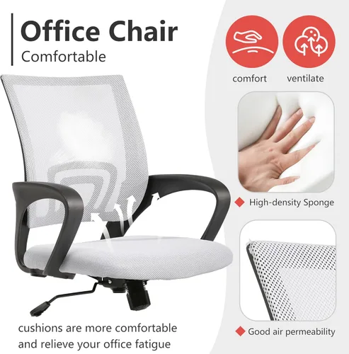 Miniatura 5 de PayLessHere Silla de Oficina para Computadora Ergonómica Económica Silla de Escritorio Ajustable Cómoda de Respaldo Medio con Ruedas Giratoria