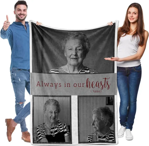 Miniatura 33 de Manta personalizada para parejas con collage de fotos, manta personalizada para parejas, súper suave y acogedora para regalos del día de San