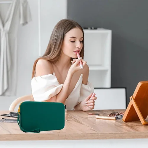 Miniatura 3 de Bolsa de maquillaje grande de silicona, bolsa de aseo de viaje para mujer, bolsa de maquillaje grande, organizador portátil para cosméticos, bolsa