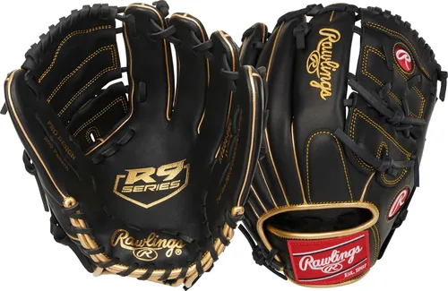 Miniatura 19 de Rawlings Guante de béisbol de la serie R9 Pro H-Web Negro/Oro