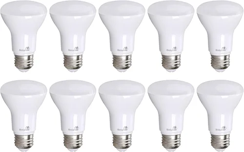 Bioluz LED Bombillas BR20 de 2700 K, bombillas LED blancas cálidas brillantes de 6 W = 50 W, repuesto 90 CRI 540 lúmenes para interiores y