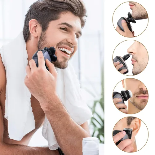 Miniatura 3 de Telfun - Afeitadoras de cabeza eléctricas 5 en 1 para hombres calvos, 100% impermeable, afeitado húmedo y seco, 5 cabezales de doble pista, captura