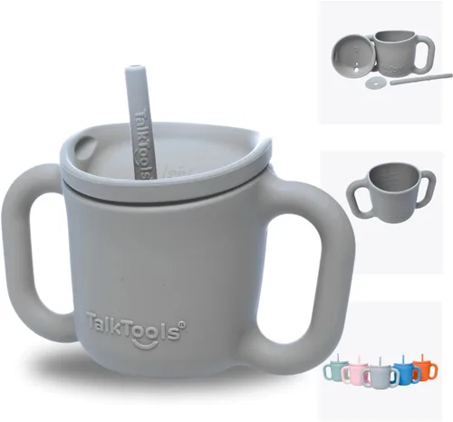 Miniatura 13 de TalkTools ITSY - Taza de entrenamiento de silicona para bebé, taza pequeña con popote para bebé, antifugas, a prueba de derrames y sin BPA
