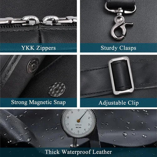 Miniatura 7 de Masa Kawa Maletín de cuero para hombre, delgado de 15.6 pulgadas, bolsa para computadora portátil, impermeable, cruzada, para el trabajo