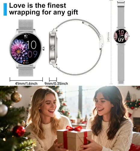 Miniatura 7 de Relojes inteligentes para mujer, rastreadores de actividad de 1.27 pulgadas con llamadas Bluetooth (respuesta y marca), frecuencia cardíaca, sueño