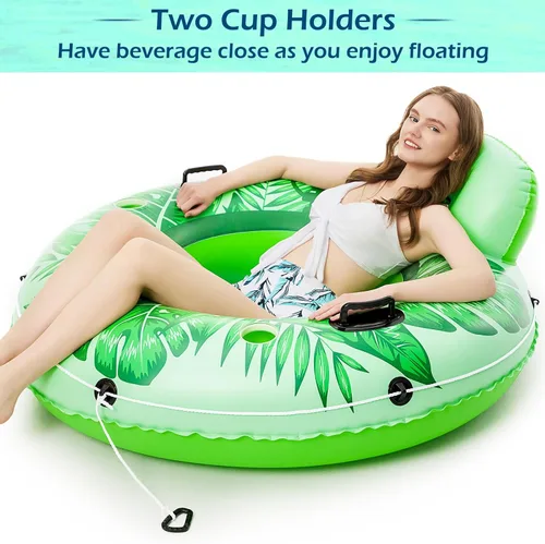 Miniatura 3 de Jasonwell Flotador inflable de tubo de río, flotador de río resistente, flotadores de piscina para lago, tubos de agua de primera calidad para Verde