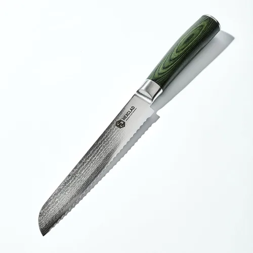 Miniatura 13 de HexClad Varilla de Afilado, Varilla de Acero Inoxidable Damasco Japonés de 9 Pulgadas, Mango de Pakkawood