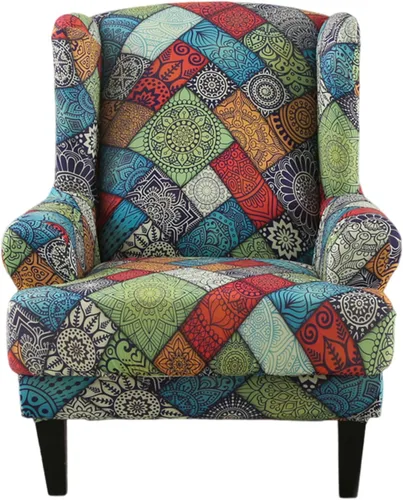 Miniatura 38 de NILUOH Funda para silla Wingback, 2 piezas, fundas elásticas de elastano para silla con respaldo de ala, funda lavable para sillones con respaldo