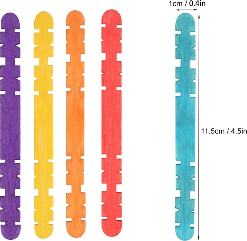 Miniatura 2 de 1200 palitos de madera de diente de sierra coloridos, palos de madera de diente de sierra de arco iris de 4.5 pulgadas, palitos de paletas