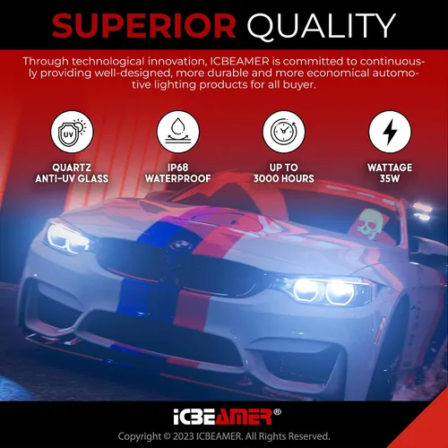 Miniatura 5 de ICBEAMER 10000K D1R D1C D1S Xenon HID Reemplazo directo Reemplazar bombillas de luz baja para faros delanteros de fábrica OEM [Color: azul]