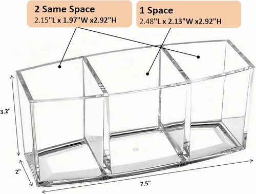Miniatura 4 de Organizador de herramientas cosméticas acrílicas, caja de almacenamiento de maquillaje cosmético transparente de 3 compartimentos, soporte