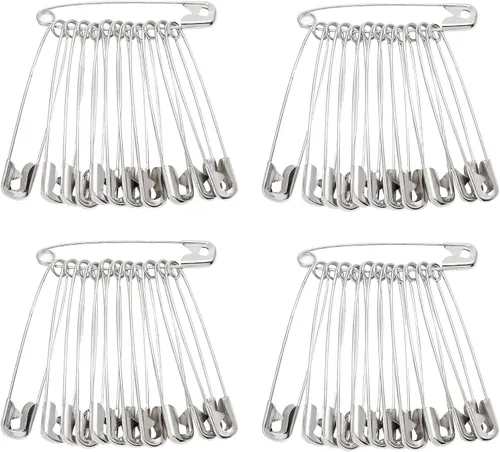 Miniatura 2 de 50 pasadores de seguridad de 3.3 pulgadas (3.346 in) resistentes, pasadores de seguridad grandes a granel, alfileres de costura de metal plateado