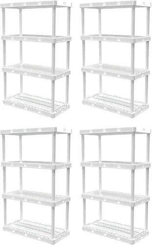 Miniatura 19 de Gracious Living Knect-A-Shelf - Paquete de 3 estantes de almacenamiento ligeros, organizador ventilado de 3 estantes para el hogar, garaje, sótano