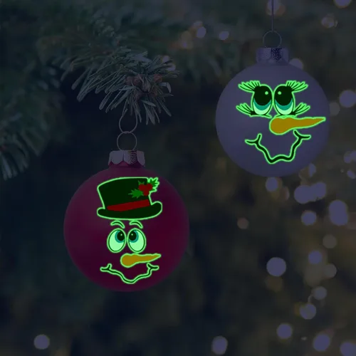 Miniatura 8 de Calcomanías de cara de muñeco de nieve para manualidades, calcomanías de Navidad que brillan en la oscuridad, decoraciones de muñeco de nieve