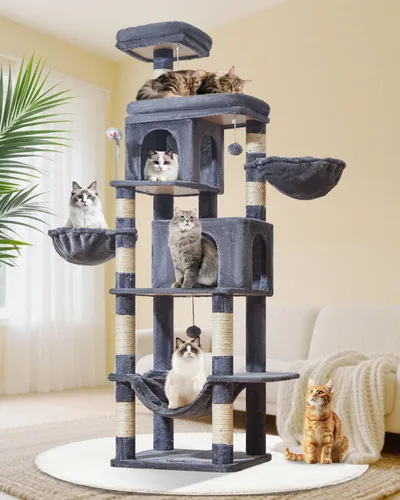 Miniatura 9 de Taoqimiao - Árbol para gatos, torre de gatos de 77 pulgadas para gatos grandes, condominios de varios niveles para gatos de interior con 2