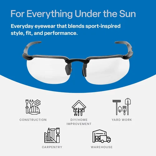 Miniatura 7 de Bullhead Safety Swordfish - Lentes de seguridad bifocales de 1.5 dioptrías, ANSI Z87+, lentes de lectura con protección contra la luz UV