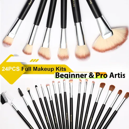 Miniatura 2 de Juego de brochas de maquillaje para mujeres, 28 piezas. Incluye 24 brochas de maquillaje, 2 esponjas grandes para mezclar, 1 espátula