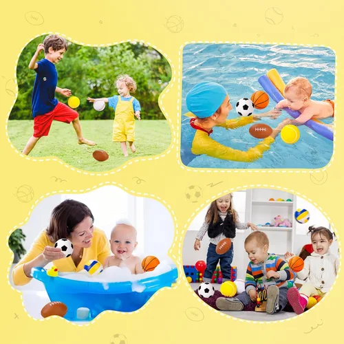 Miniatura 3 de Pelotas para niños pequeños y bebés, juguetes suaves para bebés, paquete de 6 pelotas de espuma de 3.5 pulgadas, conjunto deportivo para niños, 6