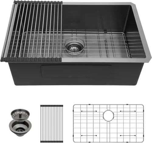 Miniatura 13 de Lordear Fregadero de cocina para interiores y exteriores de 15 x 17 con grifo plegable, Samll Bar Prep 16 calibre T304 de acero inoxidable