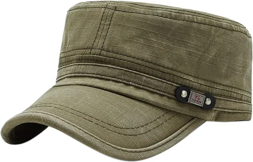 Miniatura 11 de Gorra militar unisex, estilo cadete, ajustable, de algodón lavado, con parte superior plana, gorra de béisbol