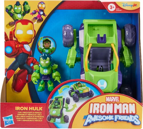 Miniatura 2 de Marvel Iron Man and his Awesome Friends 2 en 1 Mech Suit & Vehicle, juego de figura de acción y vehículo de juguete, juguetes de superhéroes a