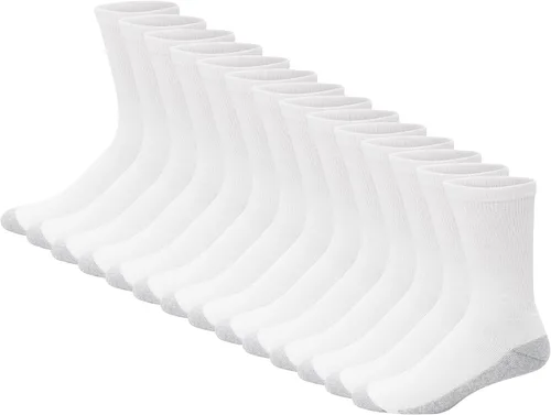 Miniatura 21 de Hanes Calcetines dobles resistentes para hombre, que disipan la humedad del cuello redondo y el tobillo, color blanco y negro, varios paquetes