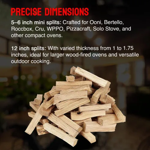 Miniatura 6 de Mini horno de pizza de madera, troncos de leña de 6 pulgadas, divisiones de madera dura de roble blanco para hornos portátiles de pizza a leña