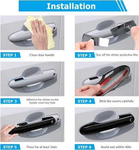 Miniatura 6 de Cubierta exterior para manija de puerta compatible con Toyota Rav4 2019-2022 2023 2024 2025 Accesorios para Highlander 2024 2023 2022-2020 Negro