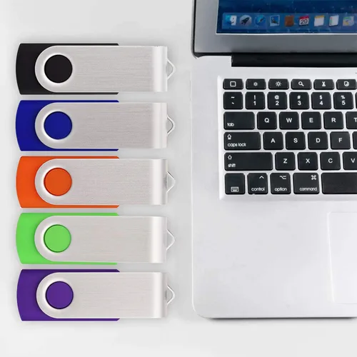 Miniatura 7 de Paquete de 5 unidades flash USB 2.0 giratorias de 4 GB, memoria a granel para almacenamiento de datos, negro/azul/naranja/verde/morado