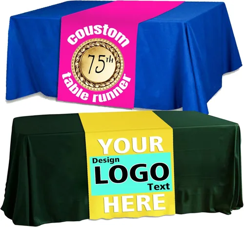 Camino de mesa personalizado con logotipo o texto de empresa, mantel personalizado adecuado para decoración de eventos y artículos de exhibición de