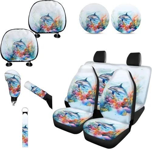 Miniatura 44 de Forchrinse Bee - Juego de fundas para asiento delantero y trasero con funda para palanca de cambios de freno de mano, funda para reposacabezas