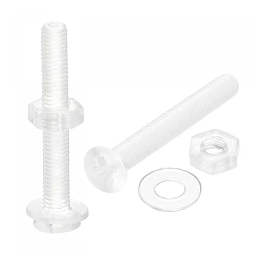 Miniatura 16 de uxcell Tornillos de máquina Phillips de plástico M4 x 0.787 in con tuercas y arandelas planas, pernos de máquina de cabeza plana de PC