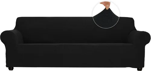 Miniatura 17 de Funda elástica suave para sofá de 3 cojines, protector de muebles, transpirable, lavable, tela jacquard, cuadros pequeños con parte inferior Beige