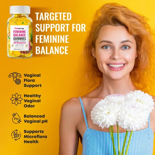 Miniatura 3 de Feminine Balance - Gomitas probióticas para mujer, salud vaginal y equilibrio del pH, suplemento natural de gomitas con probióticos, piña