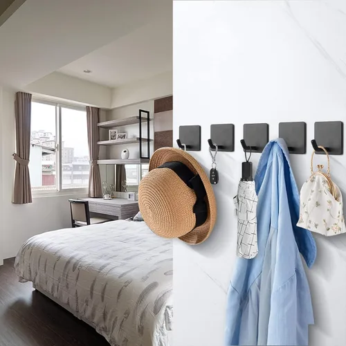 Miniatura 5 de NearMoon Ganchos adhesivos, ganchos de pared de baño resistentes, impermeables, de acero inoxidable, para colgar toallas, soportes para ropa