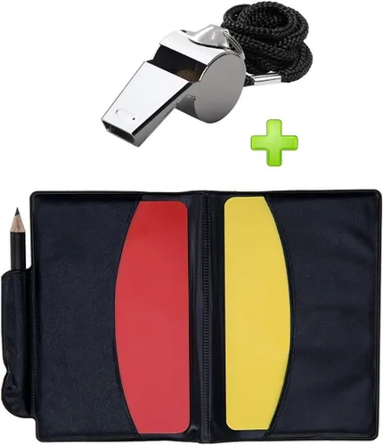 Golvery Kit de fútbol - Silbato de metal con juego de tarjetas de árbitro, tarjetas de árbitro para fútbol de fútbol, kits de árbitro ideales para