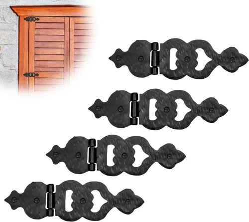 Miniatura 36 de Paquete de 2 bisagras de hierro forjado negro de 9 pulgadas, bisagras decorativas de hierro forjado, bisagras de hierro rústico para persianas
