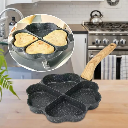Miniatura 5 de KLKCMS Sartén frita para huevos, mini cacerola para panqueques, utensilios de cocina, parrilla dividida, sartén resistente al calor, sartén