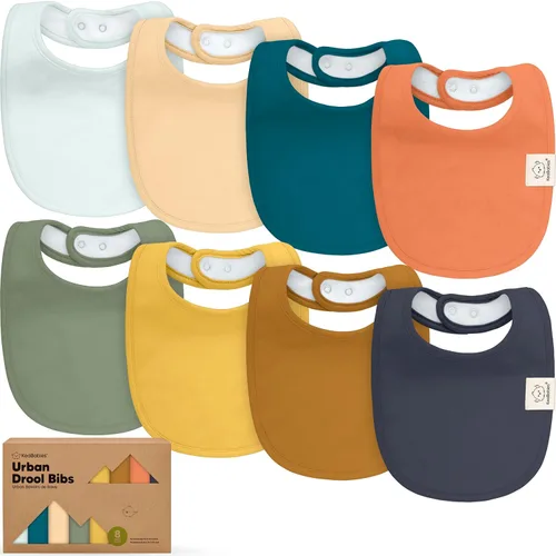 Miniatura 34 de Paquete de 8 baberos orgánicos para bebés niños, niñas - baberos de algodón suave para babear y dentición para bebé niña y niño, extra absorbentes