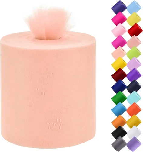 Miniatura 9 de Rollo de tela de tul, 6 pulgadas por 200 yardas (600 pies), carrete de tela de organza de tul para bricolaje, falda tutú, decoración de baby shower