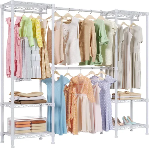 Miniatura 10 de Higeego H11 Perchero Grande para Colgar Ropa de Servicio Pesado, Organizador de Armario Ropero Independiente y Almacenamiento con Barras Colgantes