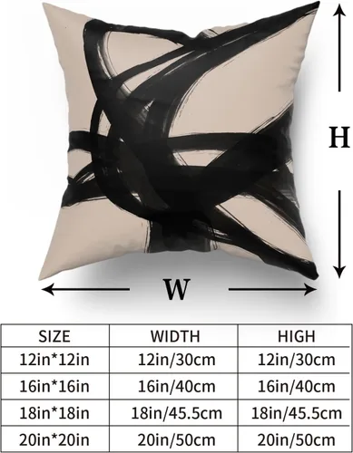 Miniatura 6 de Juego de 2 fundas de almohada de línea de arte abstracto negro y marrón de 16 x 16 pulgadas, juego de 2 fundas de almohada decorativas con estampado